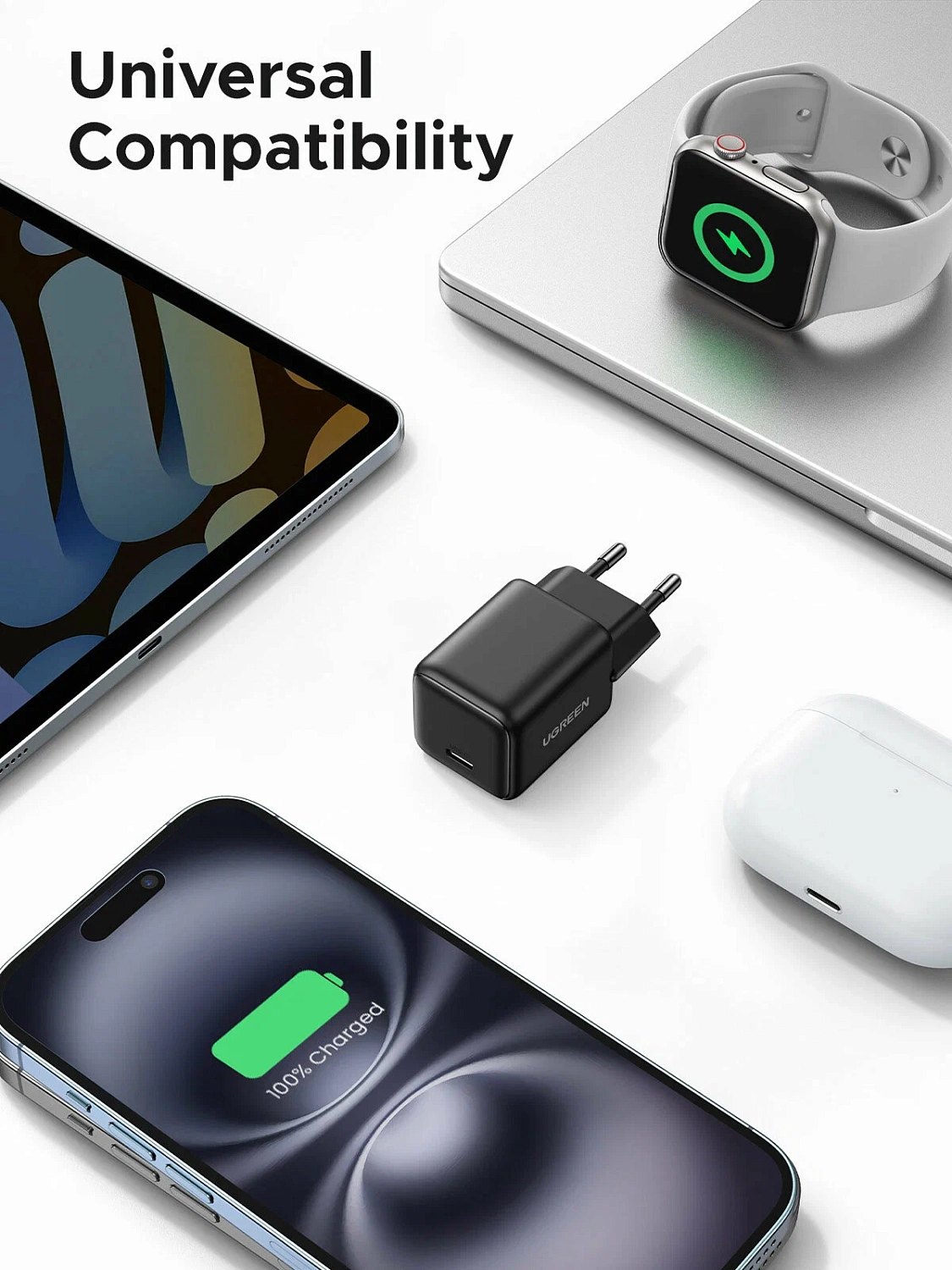 55553 Зарядное устройство UGREEN X512 Mini GaN 20W 1xUSB-C. Цвет: черный